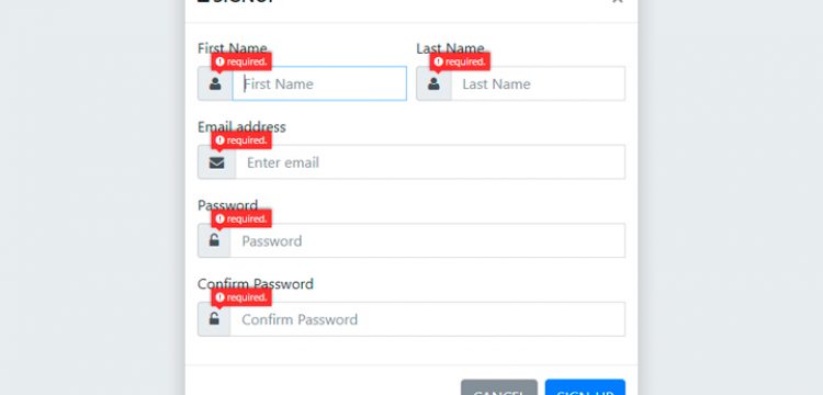 Bootstrap Modal Popup Signup Form with Validations